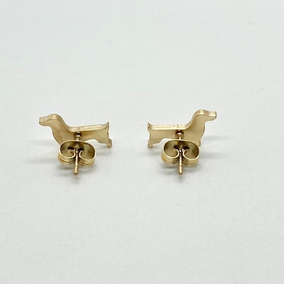Gold Dachshund Weenie Dog Earring Pair - Picture 5 of 8